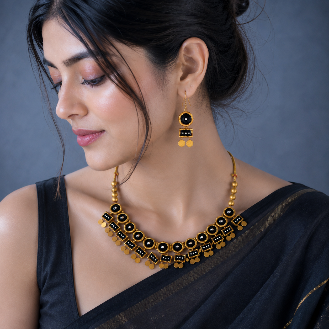 Maroon & Antique Gold Necklace
