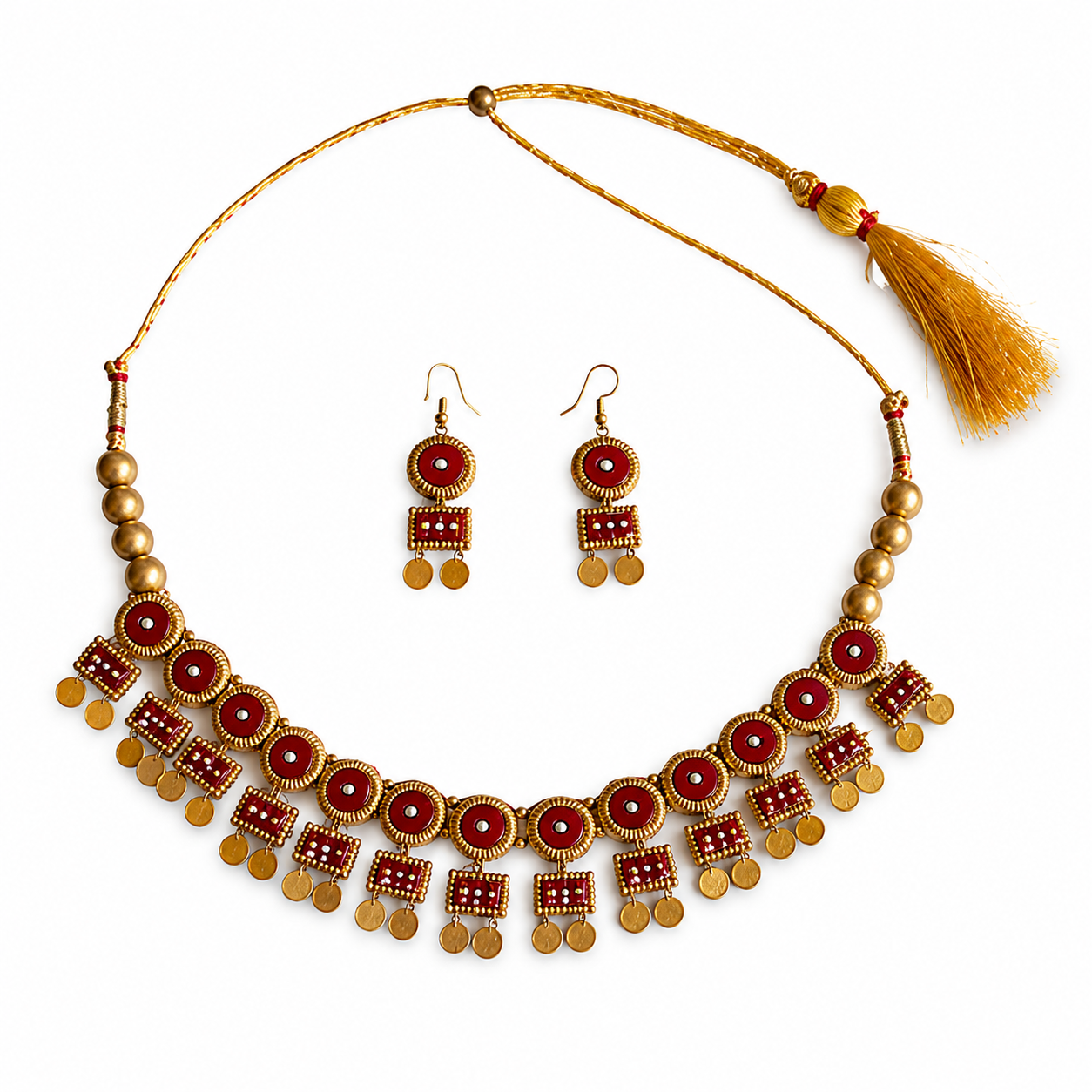 Maroon & Antique Gold Necklace