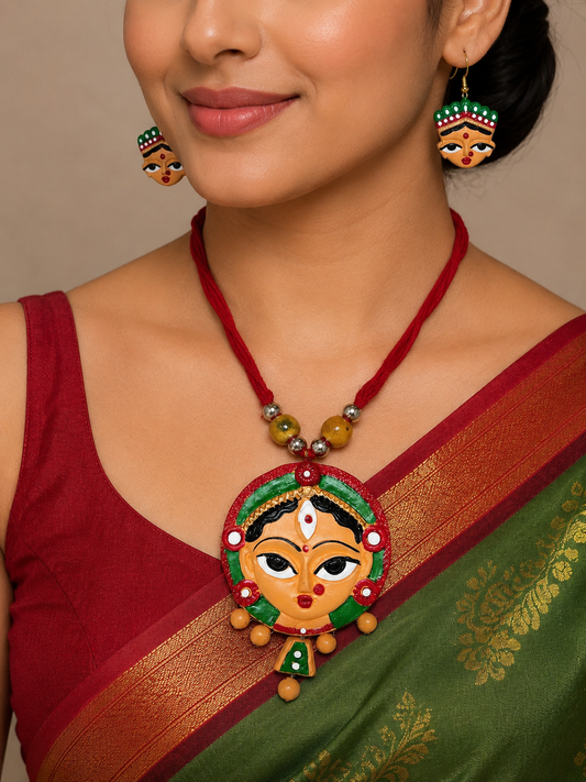 Durga Goddess Necklace Set with Earrings