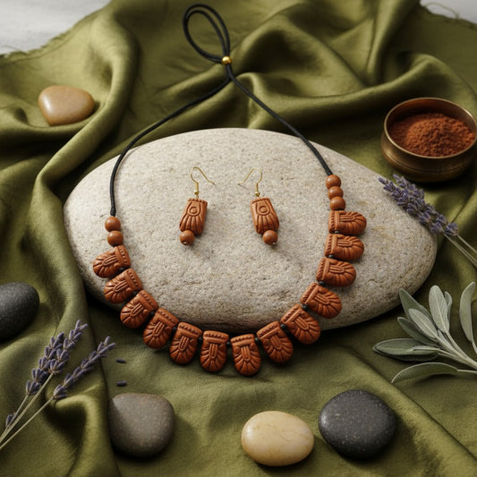 Handmade Terracotta Necklace & Earrings Set